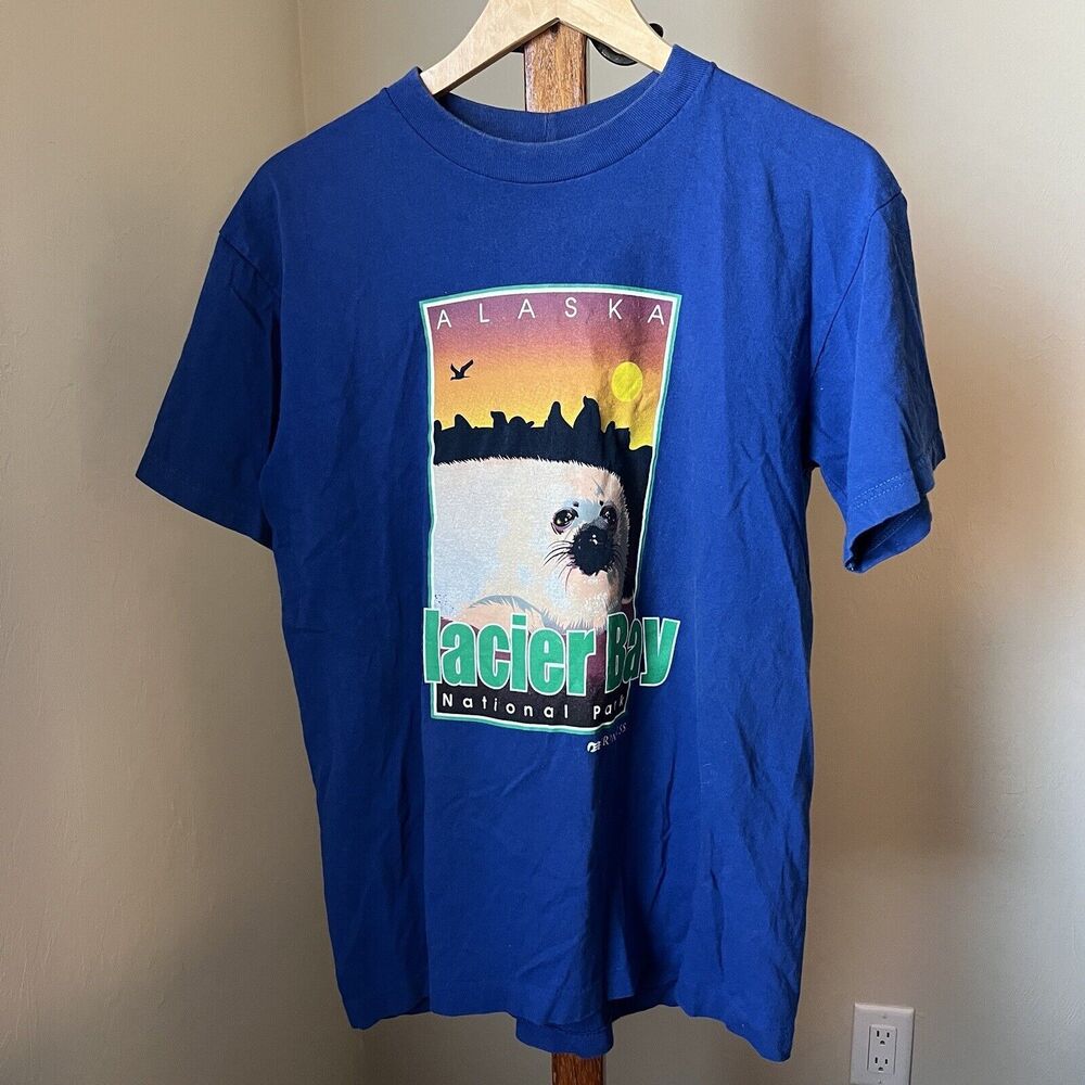 Vintage Alaska Glacier Bay National Park Princess Cruise Baby Seal Large T-Shirt